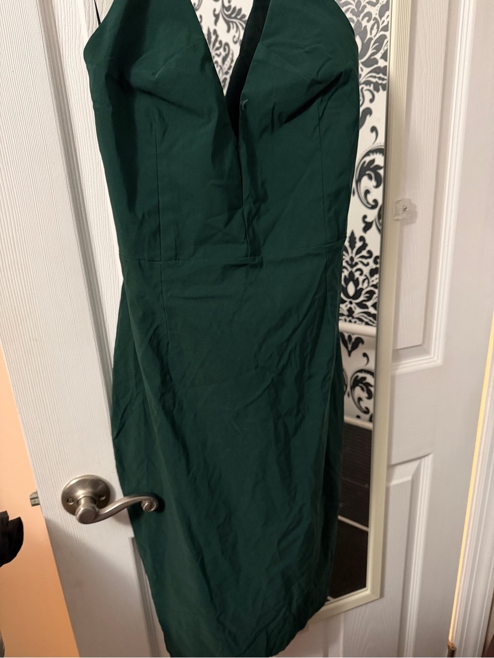 Vesper Elegant Deep Green Halter V Neck Women’s Dress - uk size 12